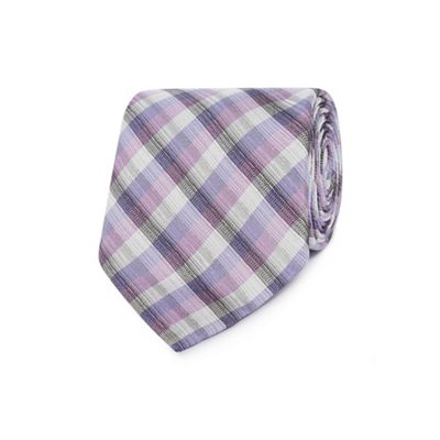 Designer purple silk checked tie